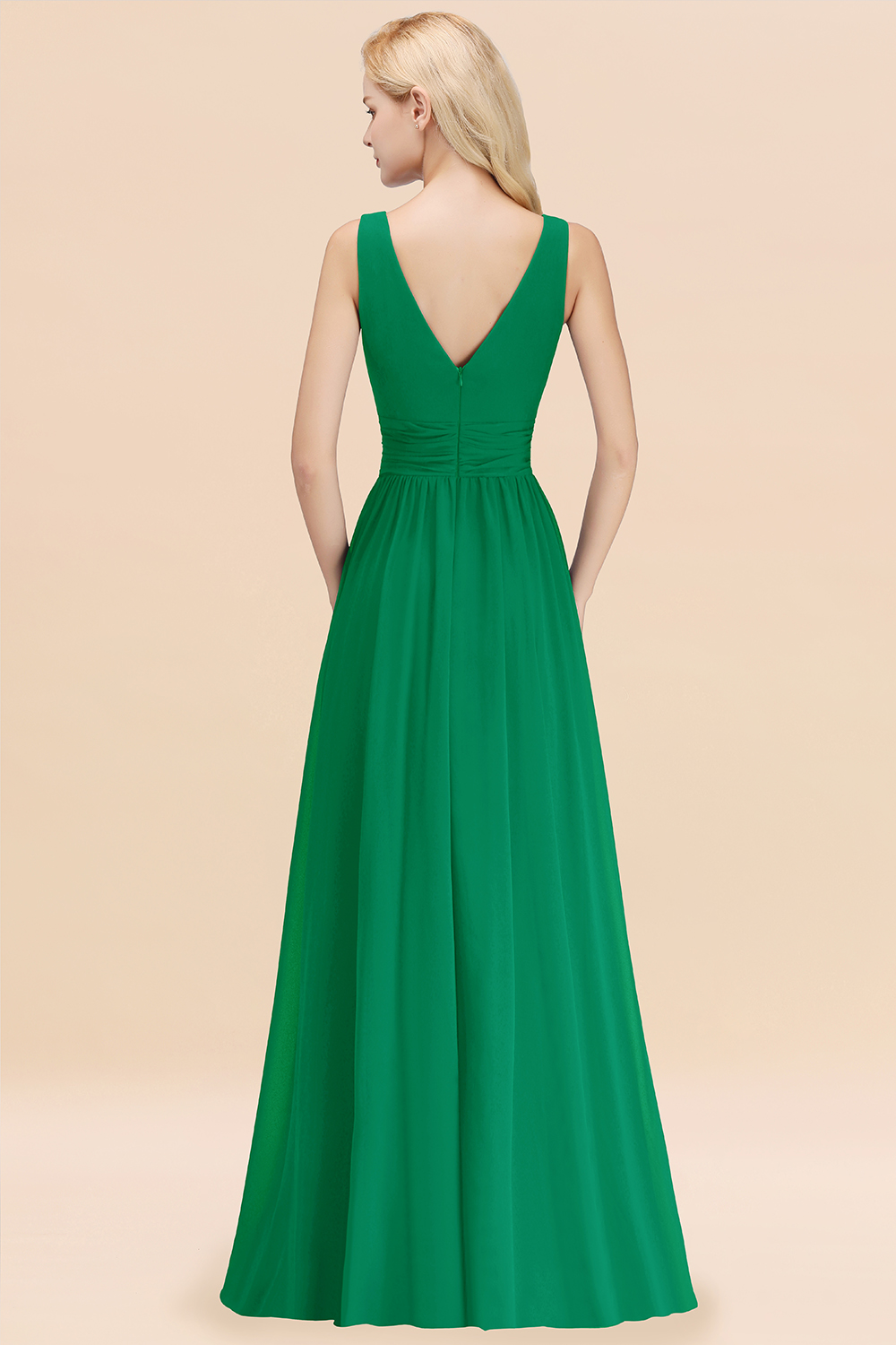 Elegant Ruched Chiffon Bridesmaid Dress Sleeveless Aline Wedding Guest Dress