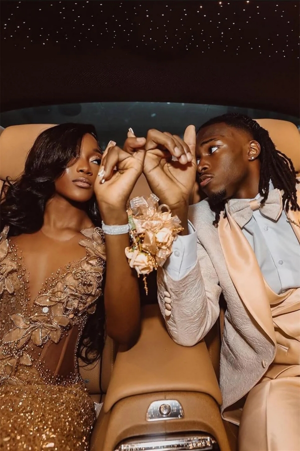 Charming V-neck Sequins Mermaid Prom Dress Long with Flowers