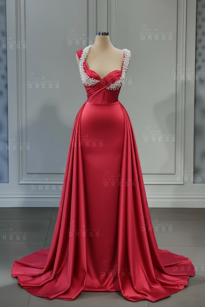 Sweetheart white mermaid prom dress with overskirt
