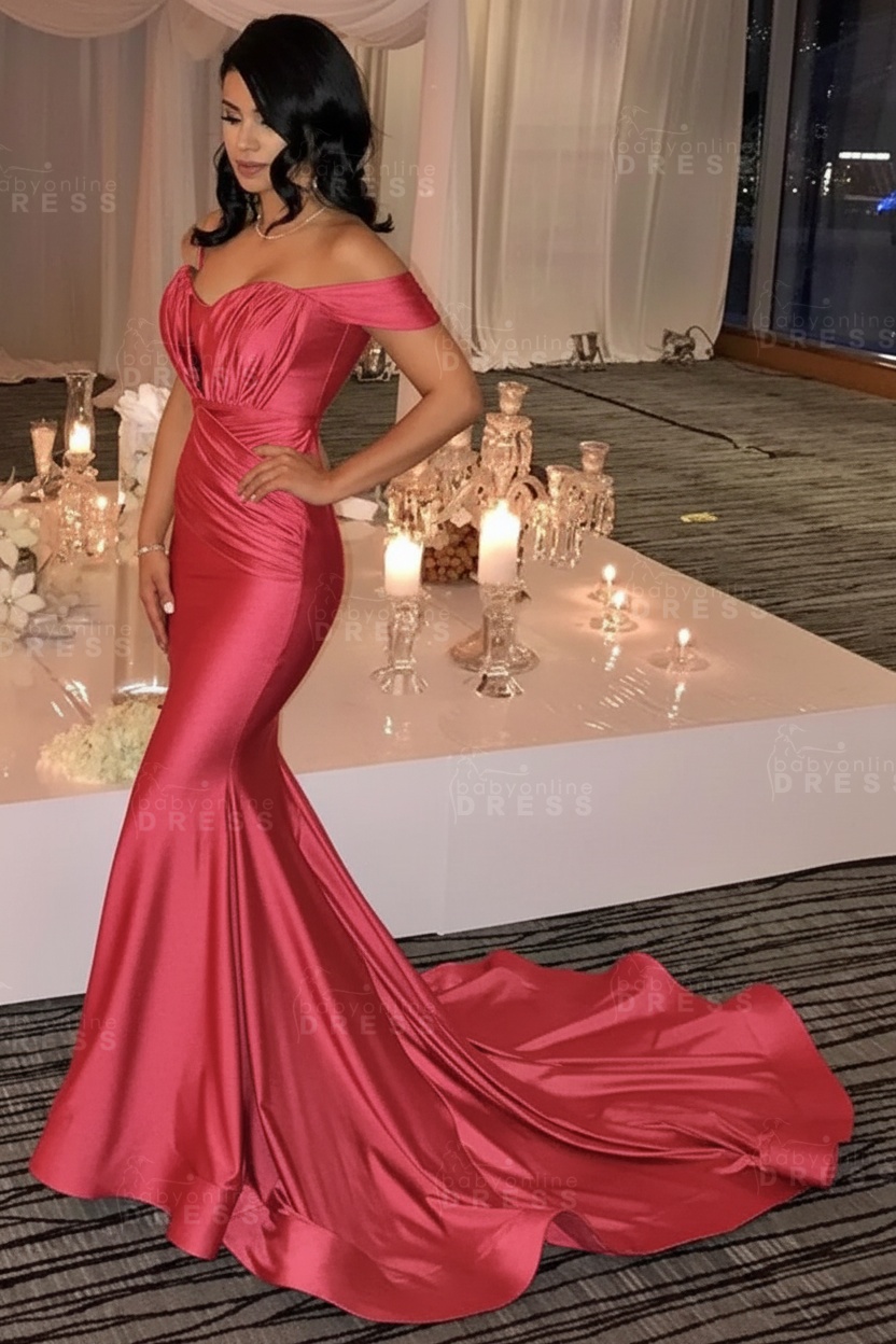 Off The Shoulder Champagne Gold Sexy Prom Dresses Mermaid Lates Popular Evening Gown
