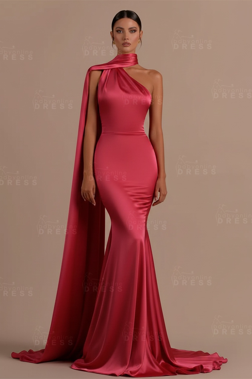 Black One shoulder Mermaid Long Sleeveless Prom Dresses