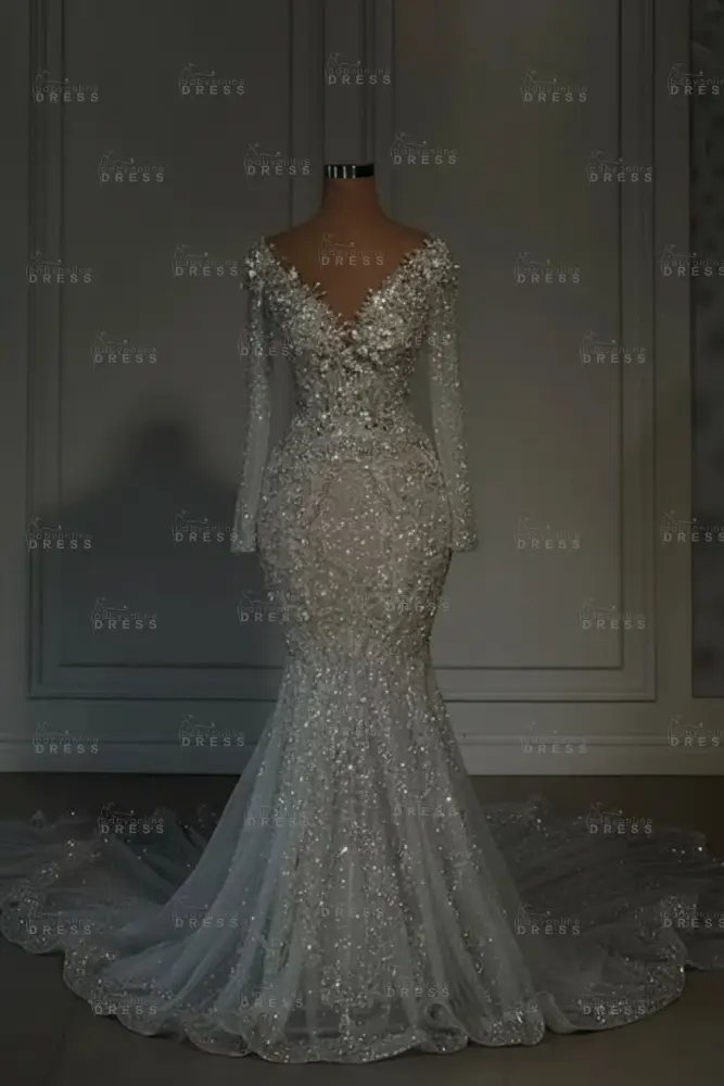 Sweetheart Lace Mermaid White Luxury Wedding Dress