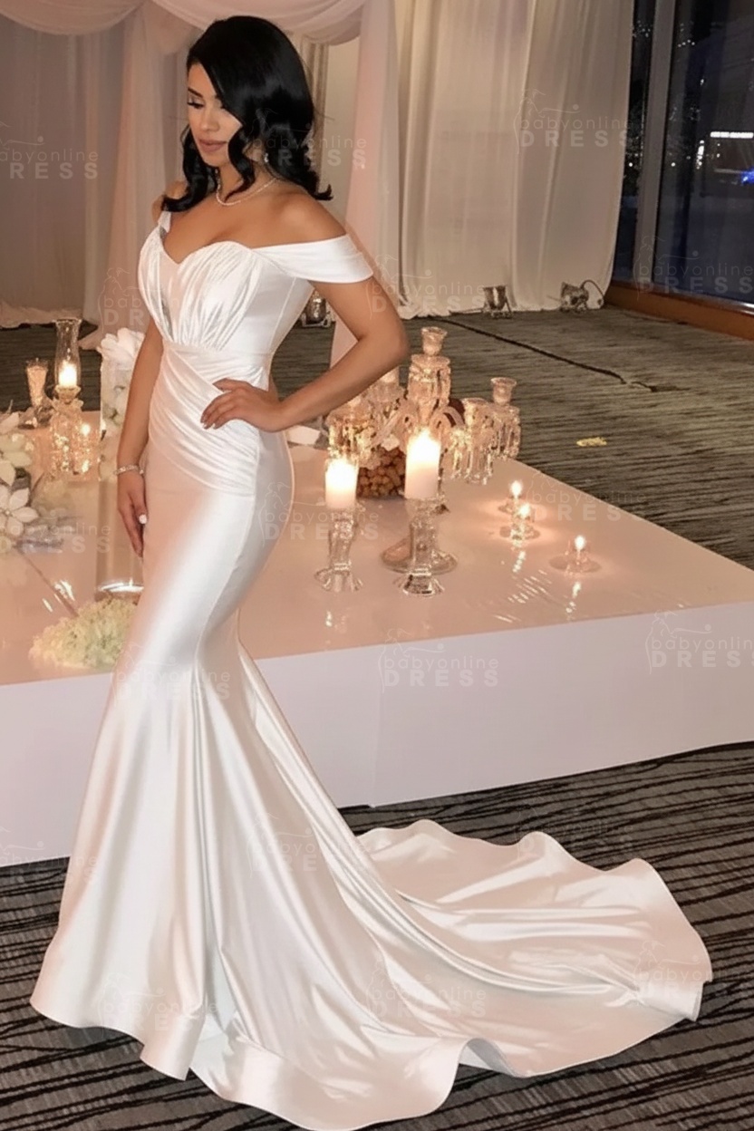 Off The Shoulder Champagne Gold Sexy Prom Dresses Mermaid Lates Popular Evening Gown