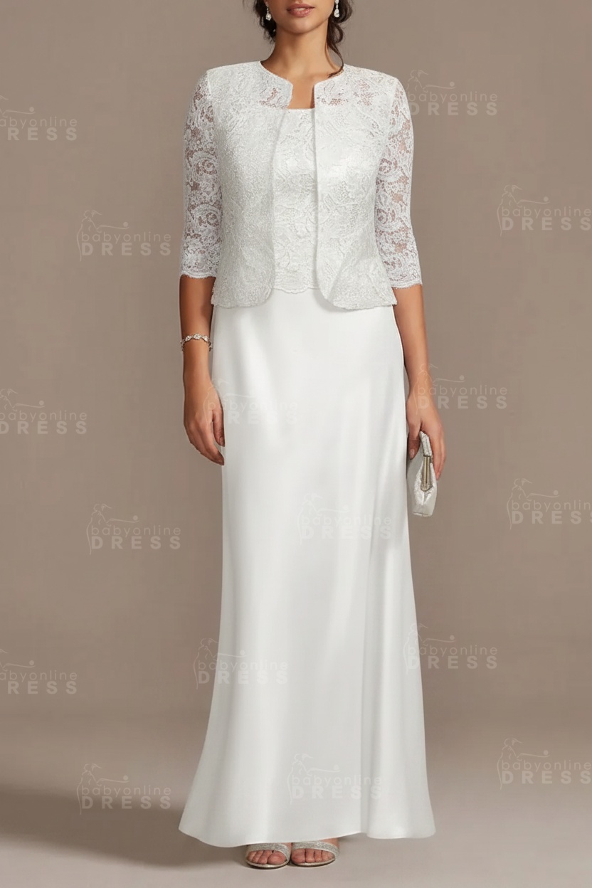 Long sleeves Sky blue Column Long Mother of the bride Dress