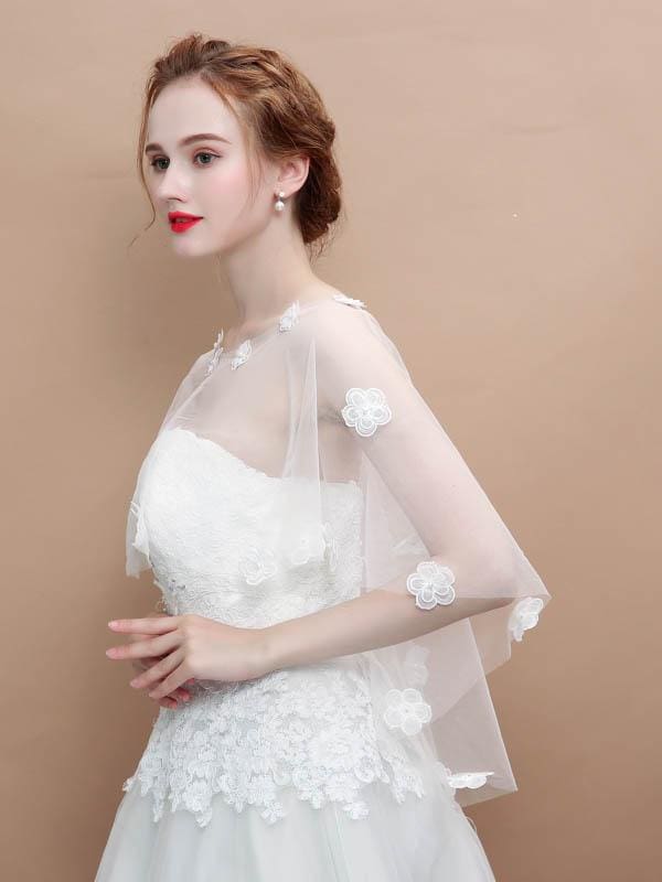 White Lace  Appliqued Wedding Wraps | Babyonlinewholesale-Babyonlinewholesale