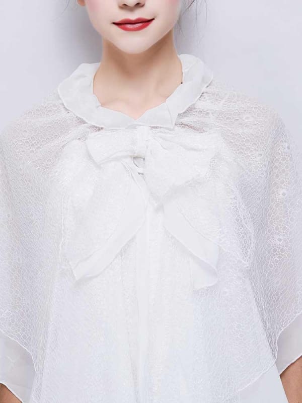 White Soft Chiffon Lace Up Wedding Wraps | Babyonlinewholesale-Babyonlinewholesale