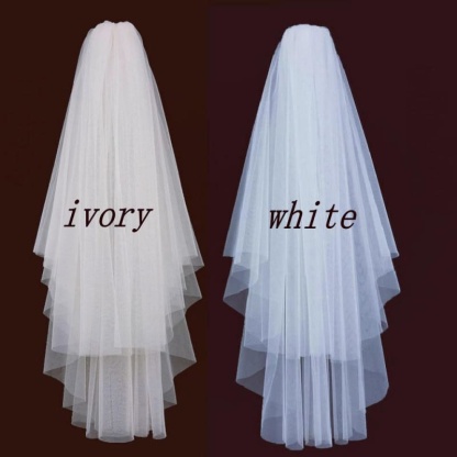 White Veil Short Tulle With Comb Wedding Veils | Babyonlinewholesale - WHITE / 75cm - wedding veils