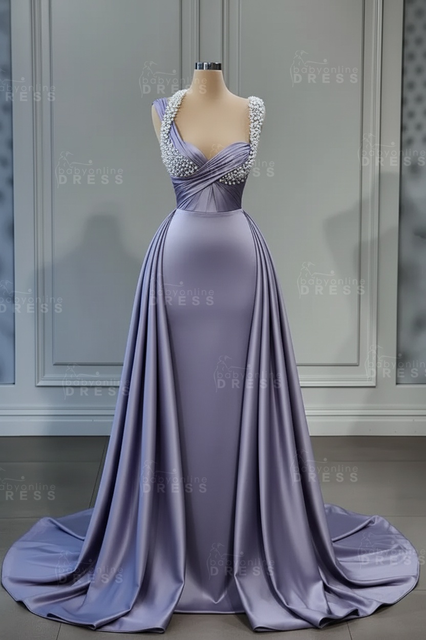 Sweetheart white mermaid prom dress with overskirt