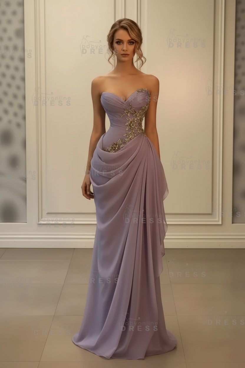 Stunning Sweetheart Strapless Ruffles Bodycon Prom Dress with Appliques