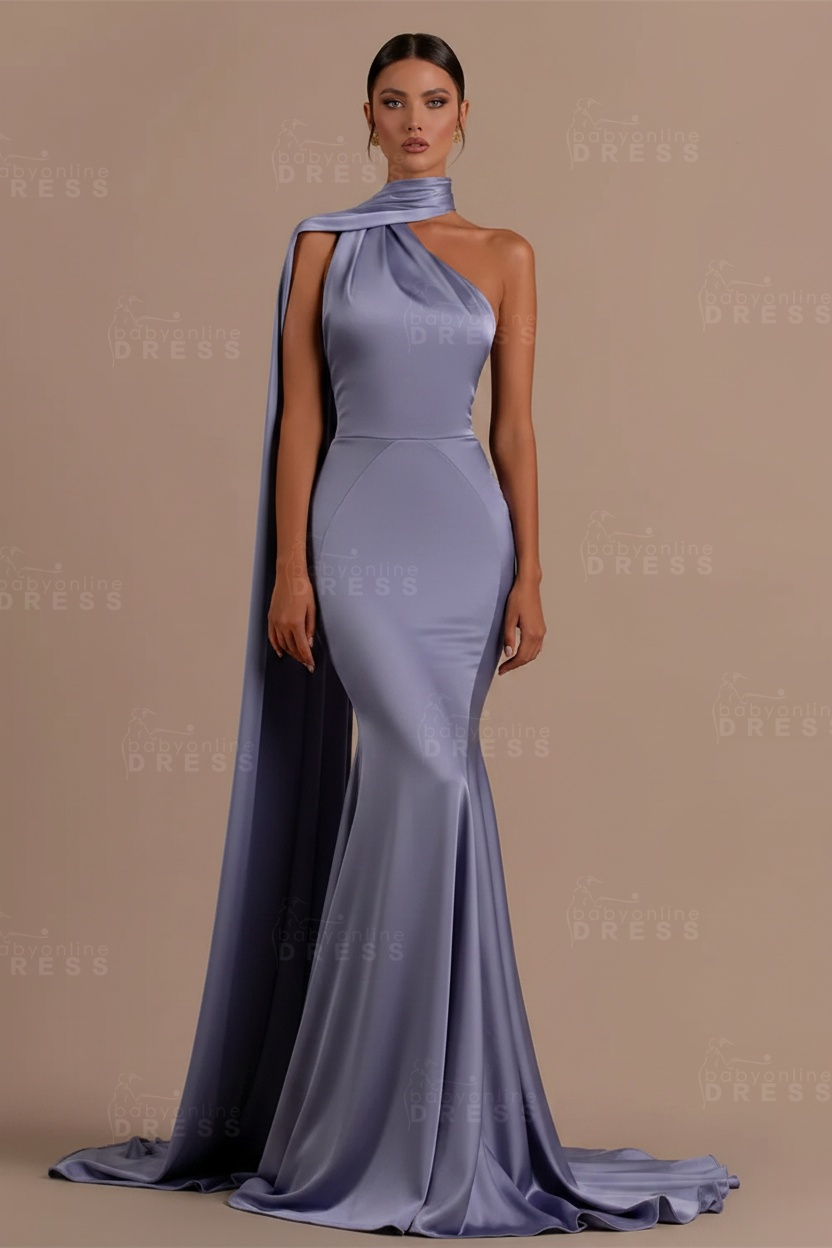 Black One shoulder Mermaid Long Sleeveless Prom Dresses