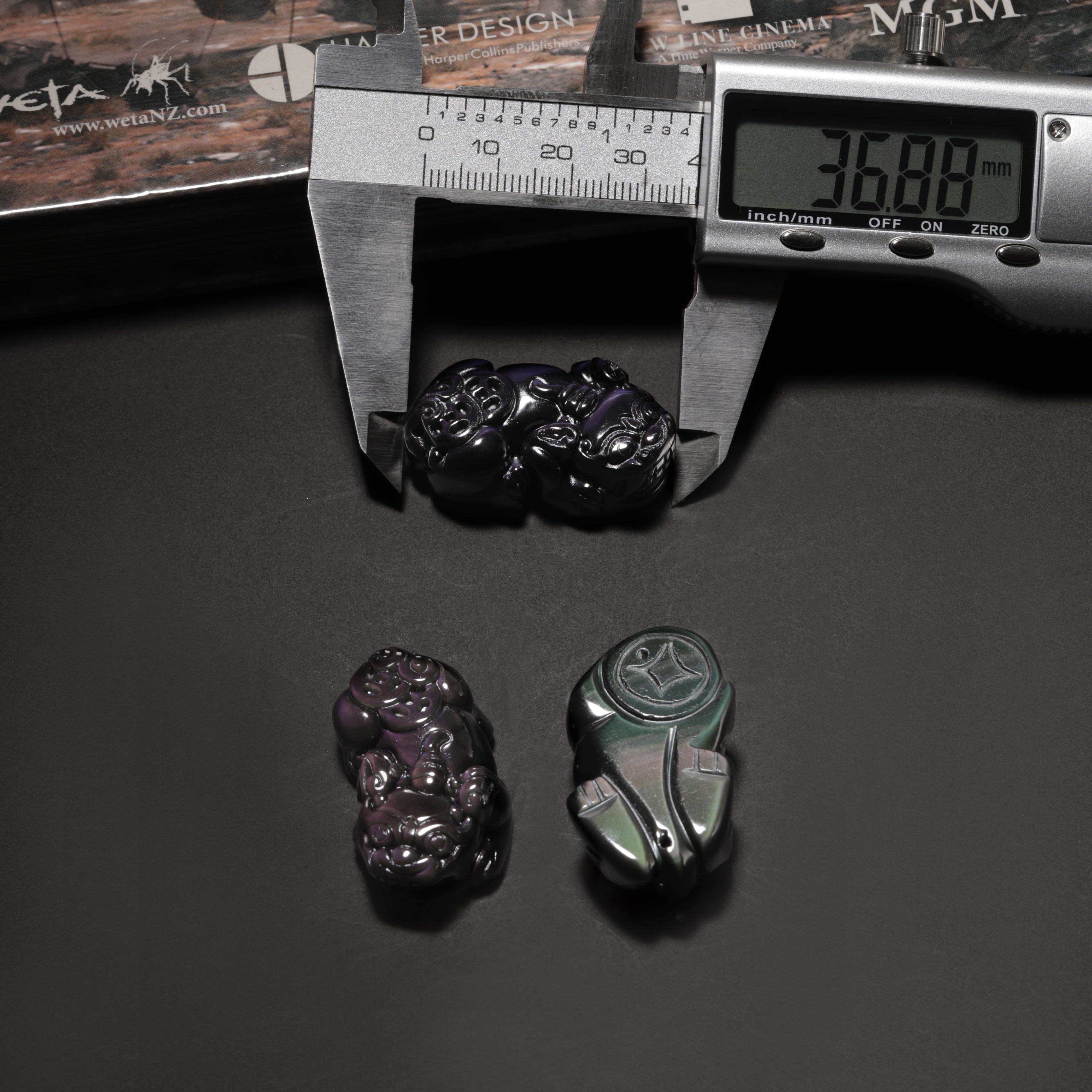 Obsidian Pendant & Bracelets Charms