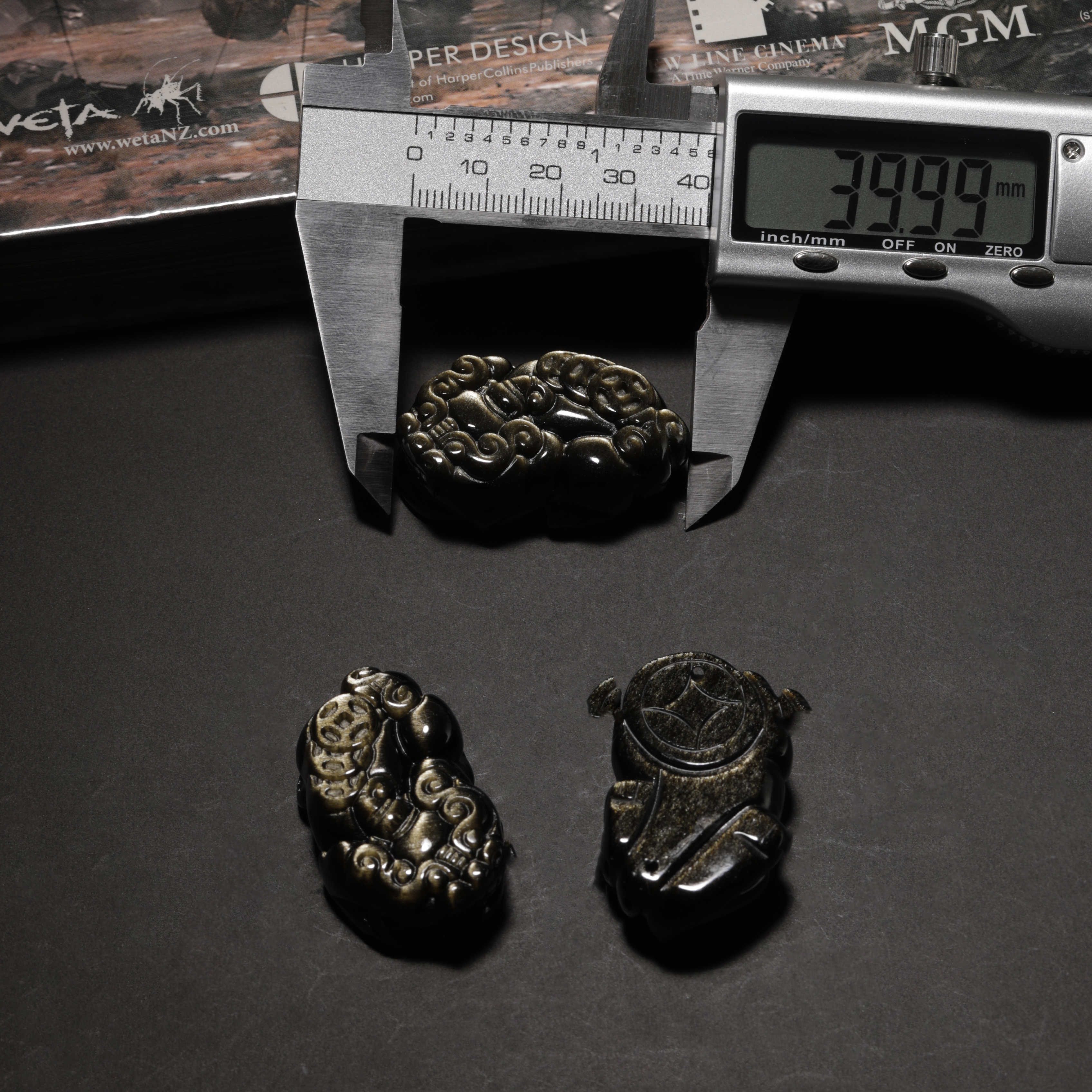 Obsidian Pendant & Bracelets Charms