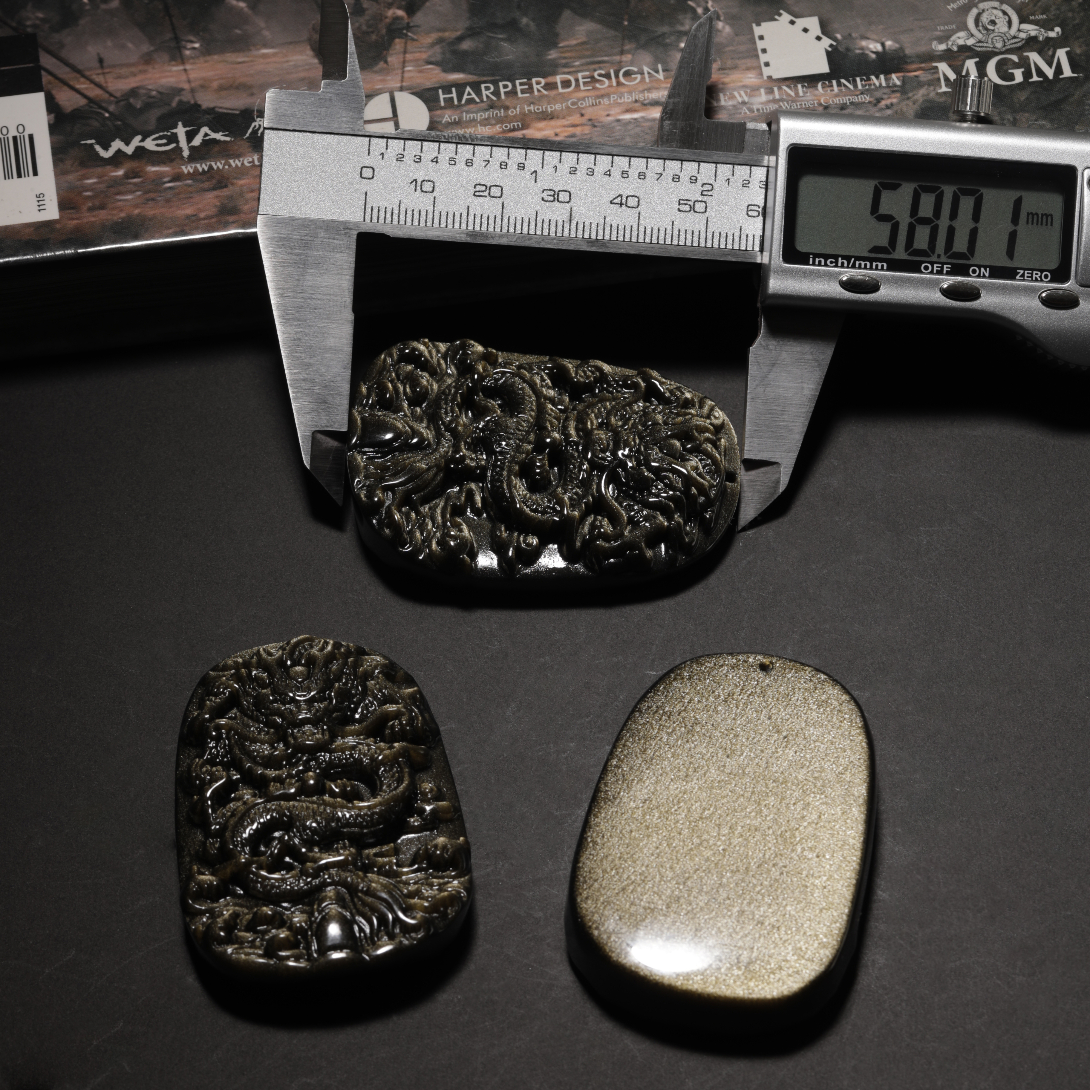 Obsidian Pendant & Bracelets Charms