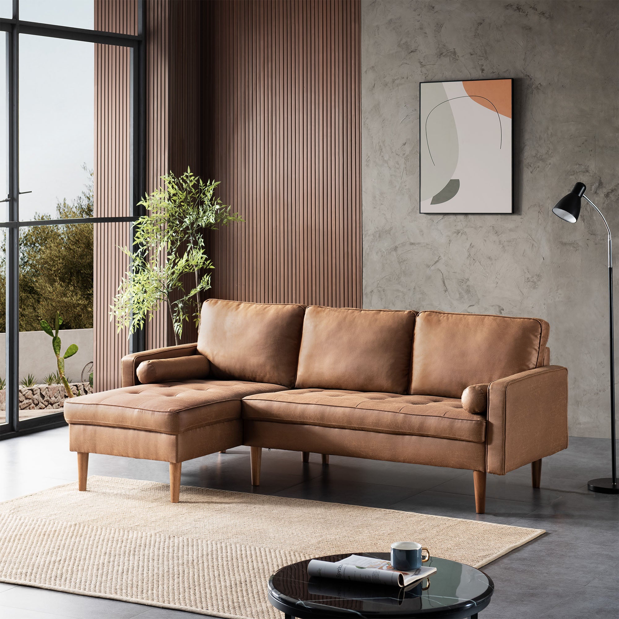 83.07'' Mid Century Sectional Chaise Sofa, L-Shaped Couch