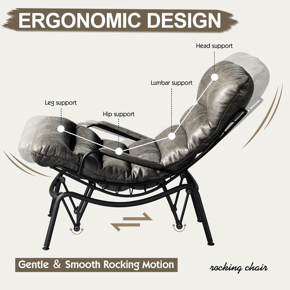Rocking Chair with Ottoman, Multi-Color, 110° Recliner