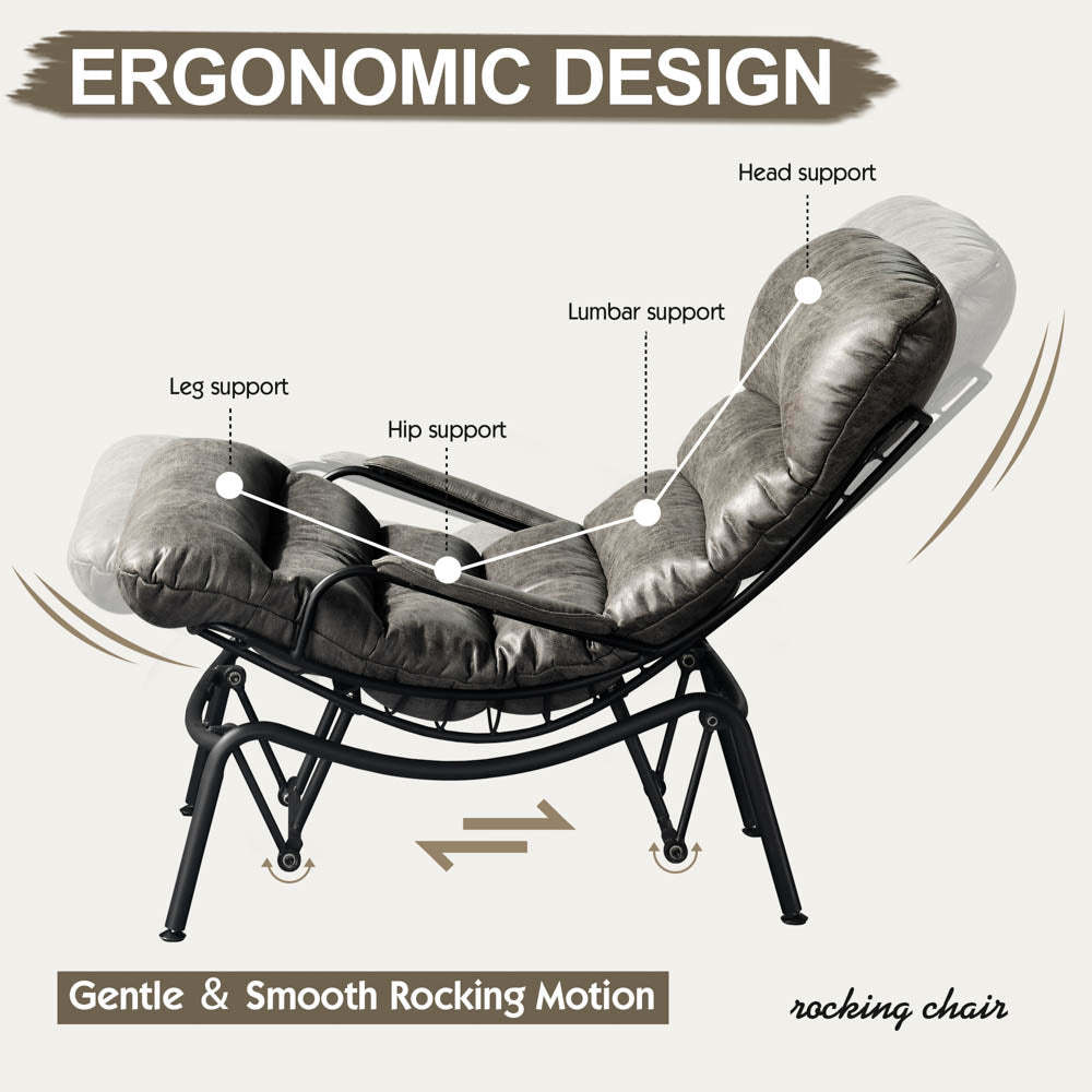 Rocking Chair with Ottoman, Multi-Color, 110° Recliner