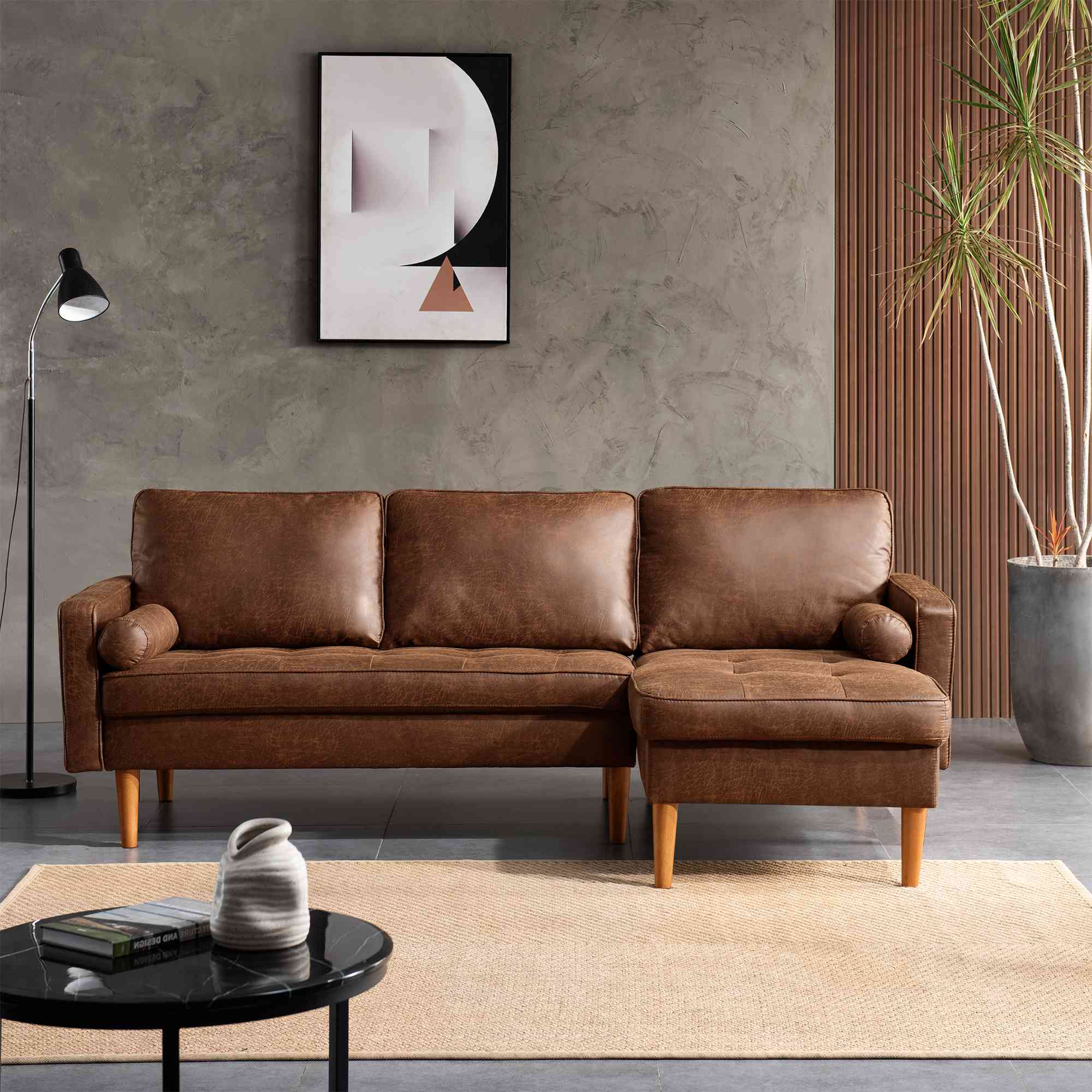 83.07'' Mid Century Sectional Chaise Sofa, L-Shaped Couch