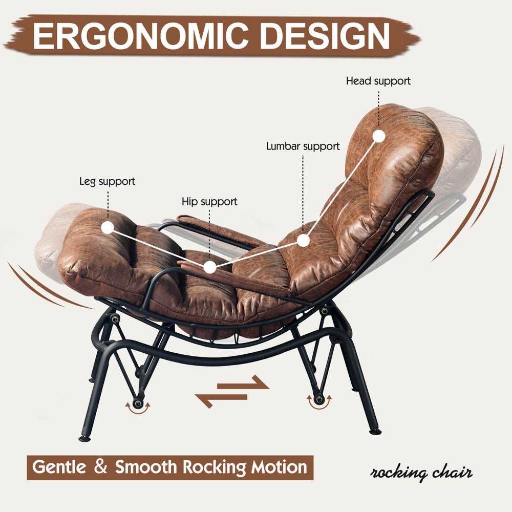Rocking Chair with Ottoman, Multi-Color, 110° Recliner