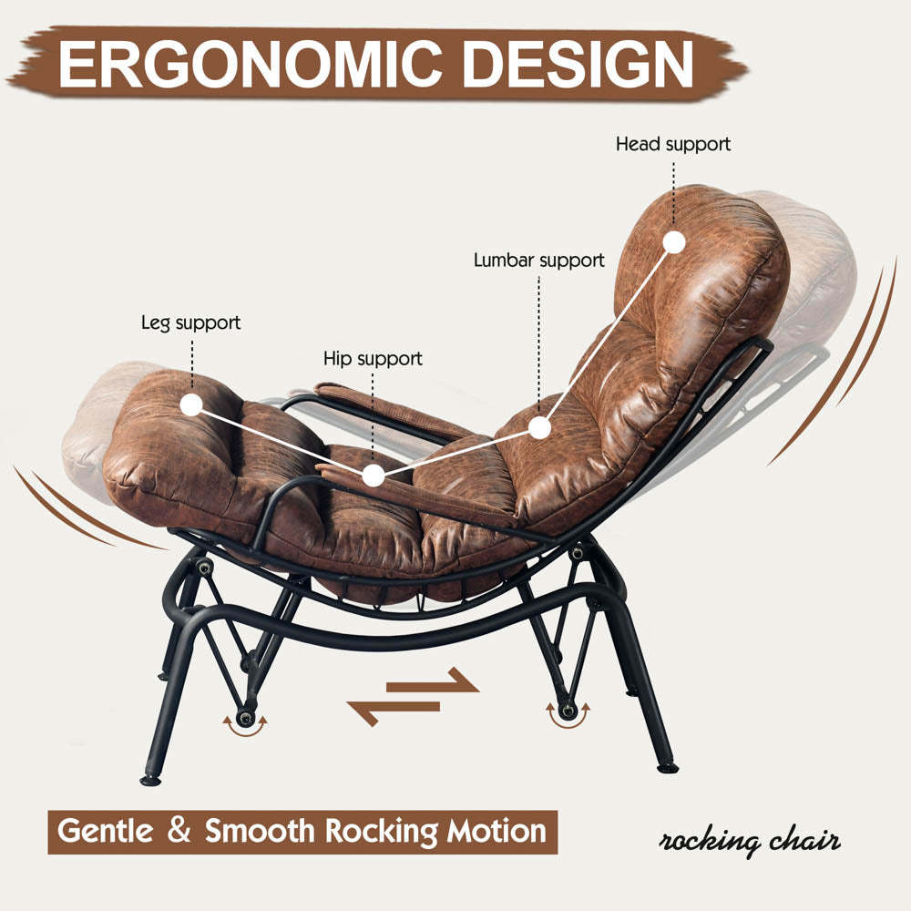 Rocking Chair with Ottoman, Multi-Color, 110° Recliner