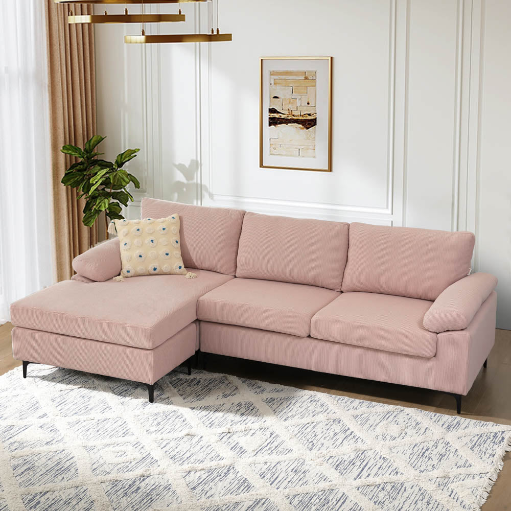 Living Room Sofa Reversible Chaise 100.40" Wide with Ottoman