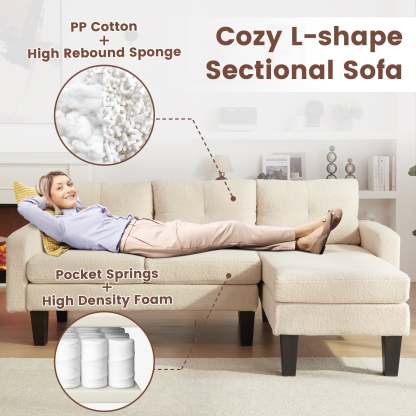 80" Small L Shape Sofa, Teddy Velvet Fabric