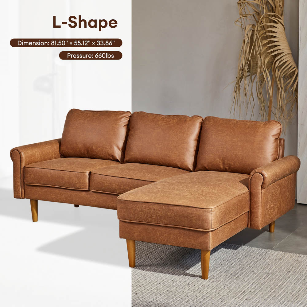 Living Room 81.50" Wide Sectional Chaise Sofa, L-Shaped Couch