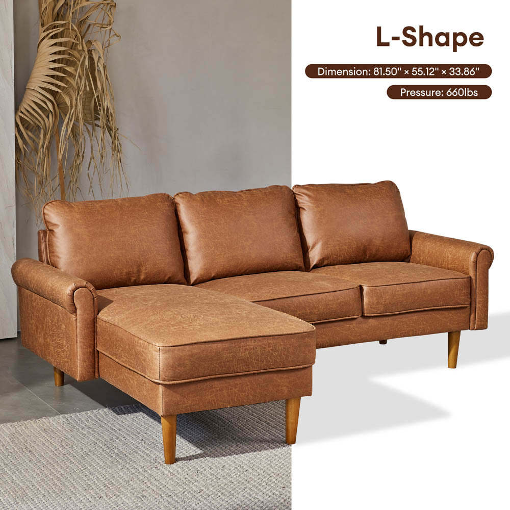 Living Room 81.50" Wide Sectional Chaise Sofa, L-Shaped Couch