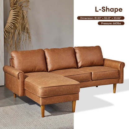 Living Room 81.50" Wide Sectional Chaise Sofa, L-Shaped Couch