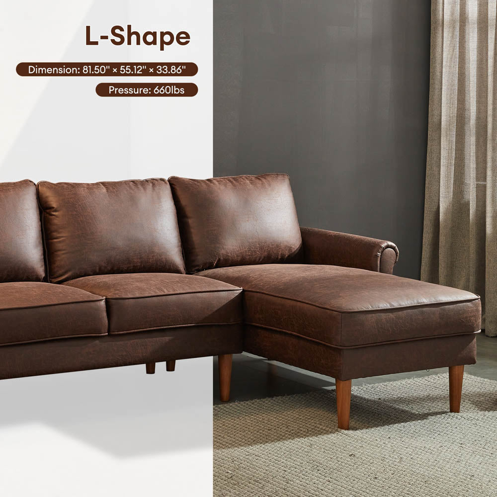 Living Room 81.50" Wide Sectional Chaise Sofa, L-Shaped Couch