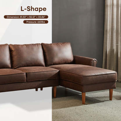Living Room 81.50" Wide Sectional Chaise Sofa, L-Shaped Couch