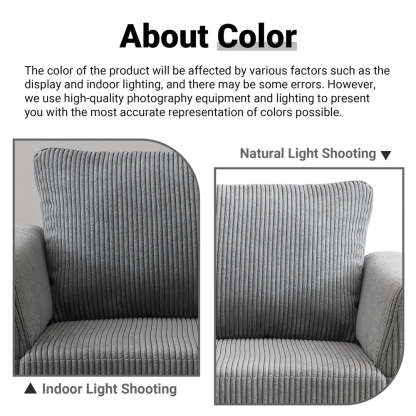 96.4" Living Room Sofa Reversible Chaise Corduroy Fabric with Ottoman