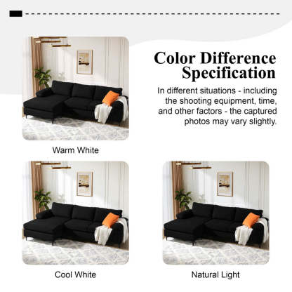Living Room Sofa Reversible Chaise 100.40" Wide with Ottoman