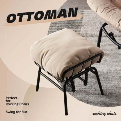 Rocking Chair with Ottoman, Multi-Color, 110° Recliner