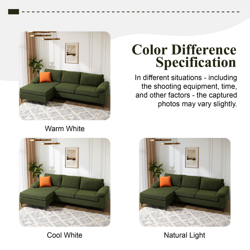 Living Room Sofa Reversible Chaise 100.40" Wide with Ottoman