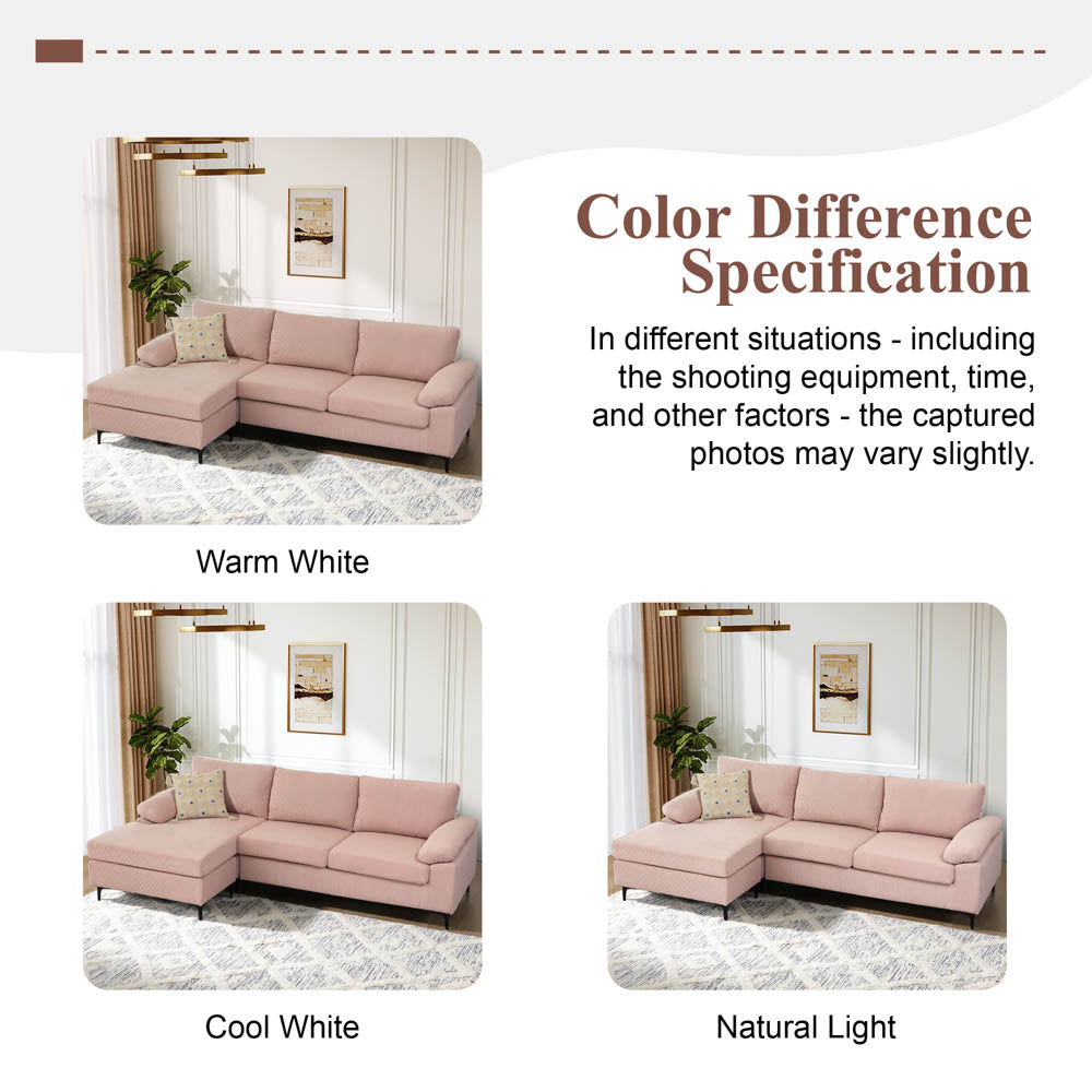 Living Room Sofa Reversible Chaise 100.40" Wide with Ottoman