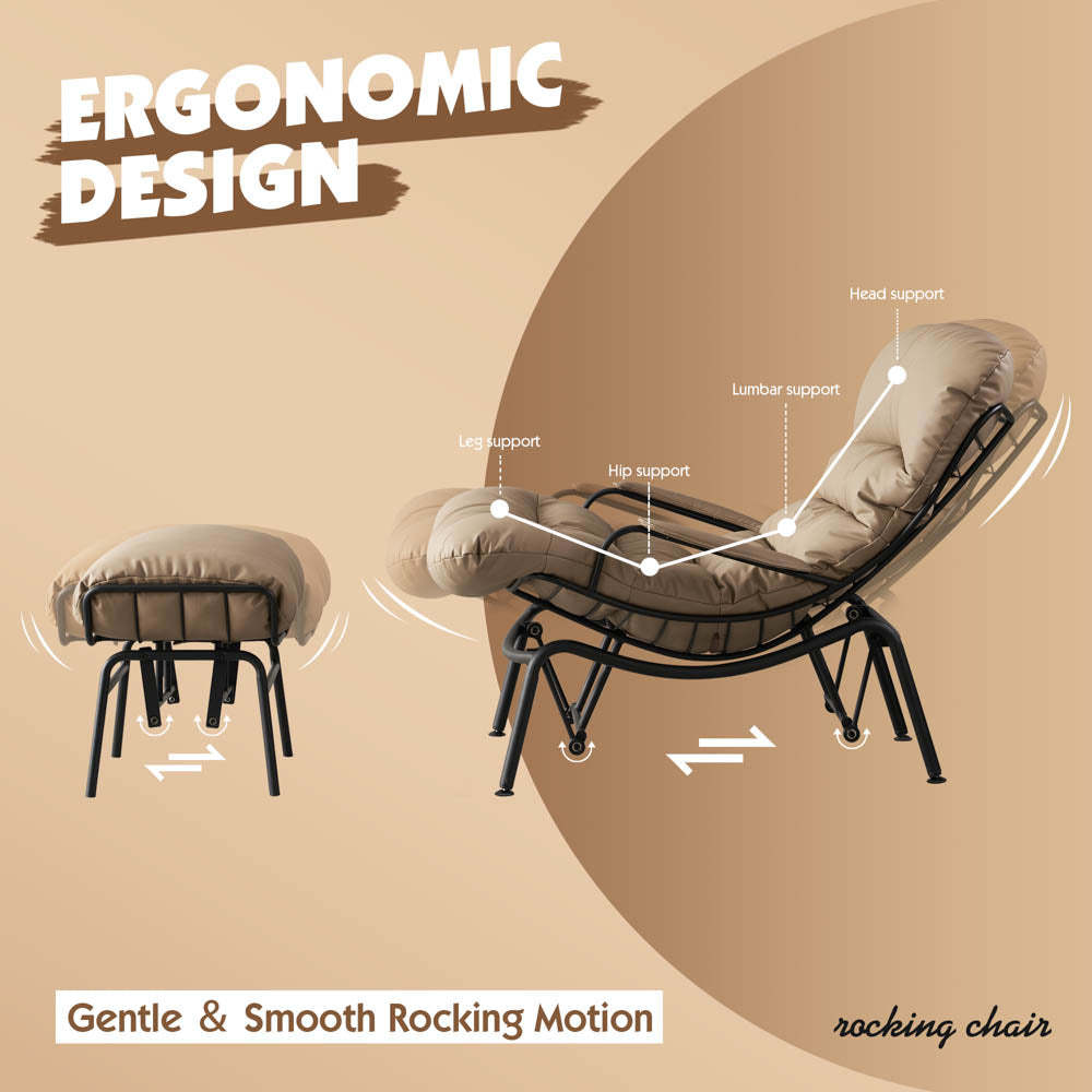 Rocking Chair with Ottoman, Multi-Color, 110° Recliner