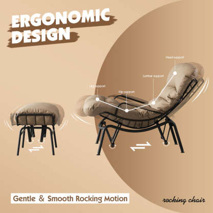 Rocking Chair with Ottoman, Multi-Color, 110° Recliner