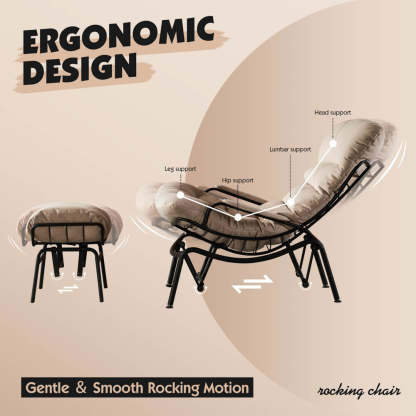 Rocking Chair with Ottoman, Multi-Color, 110° Recliner