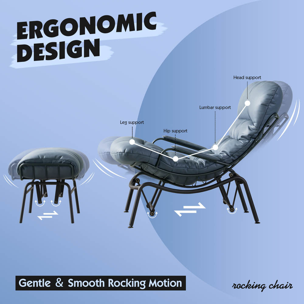 Rocking Chair with Ottoman, Multi-Color, 110° Recliner
