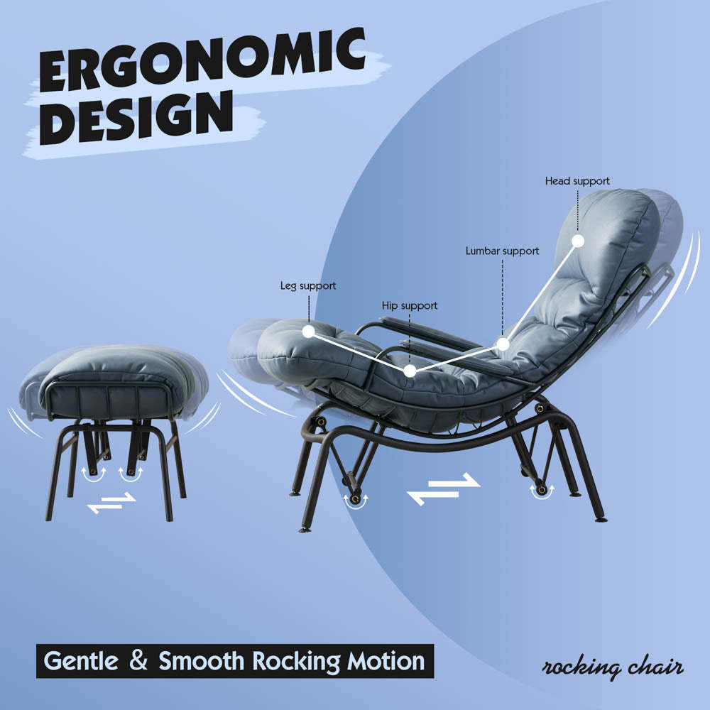 Rocking Chair with Ottoman, Multi-Color, 110° Recliner
