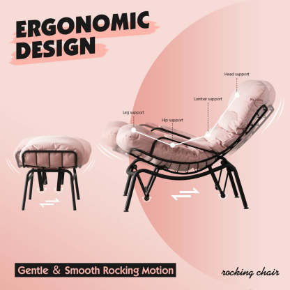 Rocking Chair with Ottoman, Multi-Color, 110° Recliner