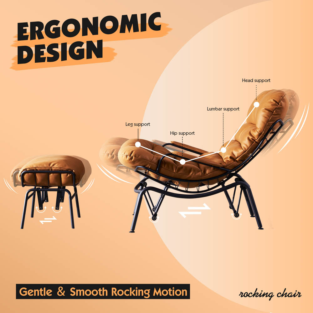 Rocking Chair with Ottoman, Multi-Color, 110° Recliner