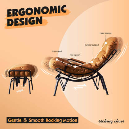 Rocking Chair with Ottoman, Multi-Color, 110° Recliner