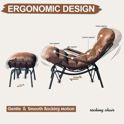 Rocking Chair with Ottoman, Multi-Color, 110° Recliner