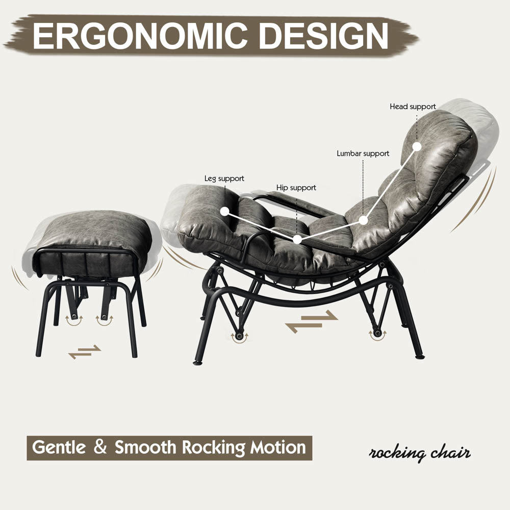Rocking Chair with Ottoman, Multi-Color, 110° Recliner