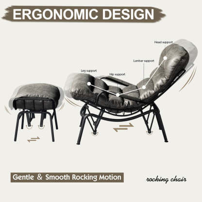 Rocking Chair with Ottoman, Multi-Color, 110° Recliner