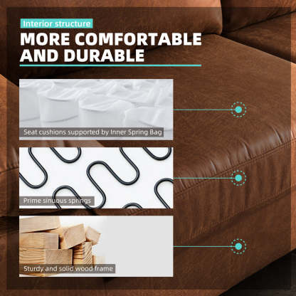 Living Room Sofa Reversible Chaise 100.40" Wide with Ottoman