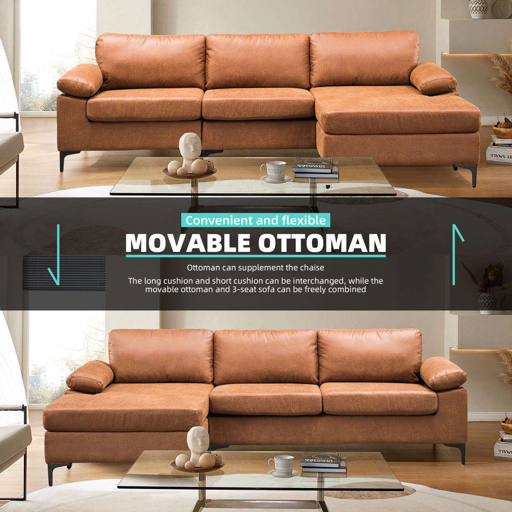 Living Room Sofa Reversible Chaise 100.40" Wide with Ottoman