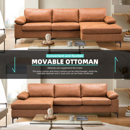 Living Room Sofa Reversible Chaise 100.40" Wide with Ottoman