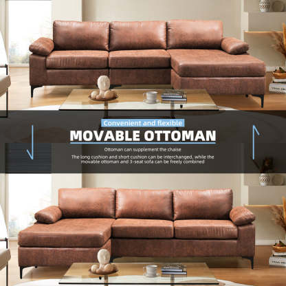 Living Room Sofa Reversible Chaise 100.40" Wide with Ottoman